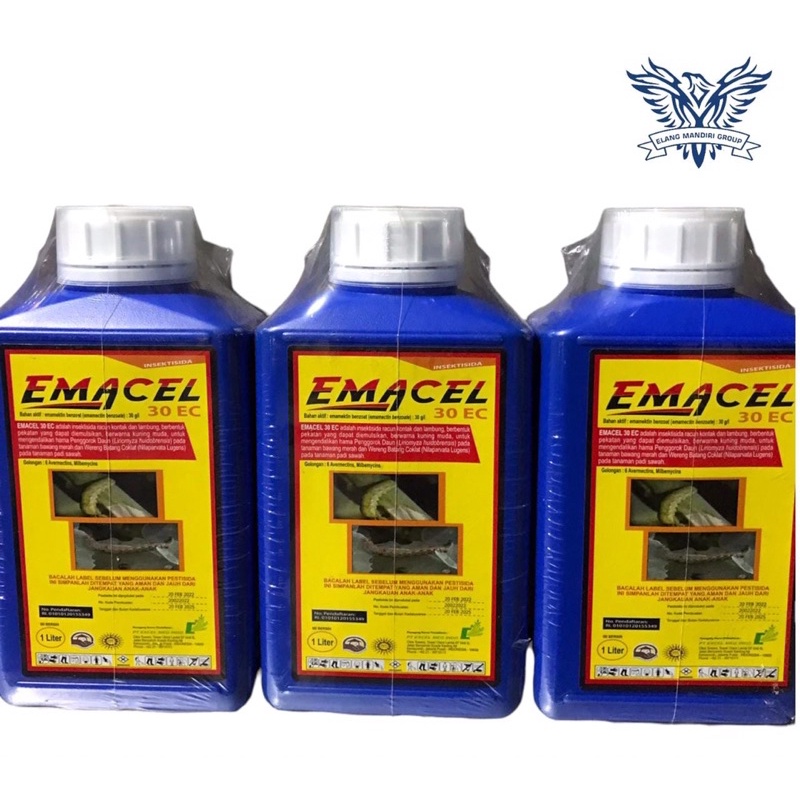 Insektisida Emacel 30 EC 1 Liter Pembasmi Ulat 100 % Original  Bahan Aktif emamektin benzoat (emamectin benzoate) 30g/l JimatSiklon Crumble Proclaim Mateni Dk Fenzo