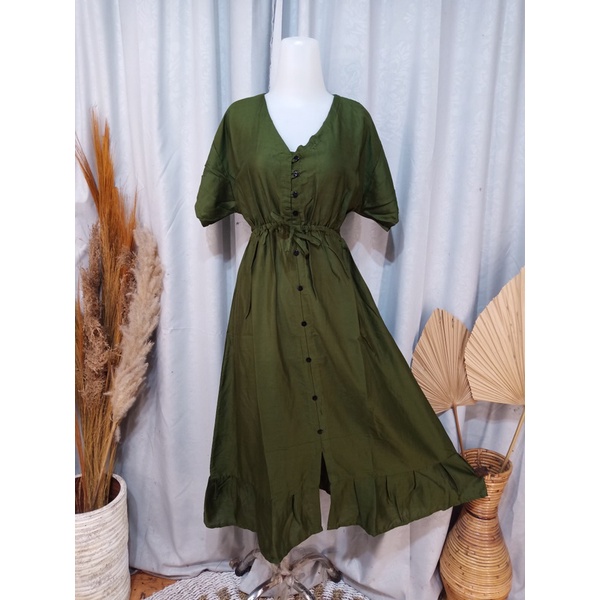 DASTER BALI SENORITA PANJANG BUSUI FRIENDLY-HIJAU LUMUT