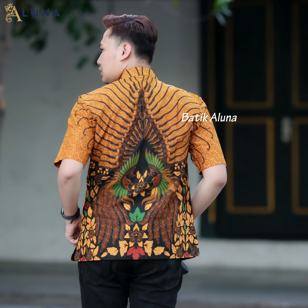 BAJU BATIK COWOK MODERN LENGAN PENDEK PREMIUM BAJU BATIK PRIA ORIGINAL PRODUKSI BATIK ALUNA PD 003