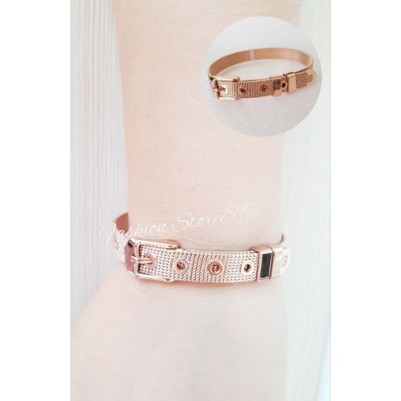 Gelang Charm/ gelang Rantai Sabuk Titanium Impor Anti karat gold Rosegold white anti karat titanium