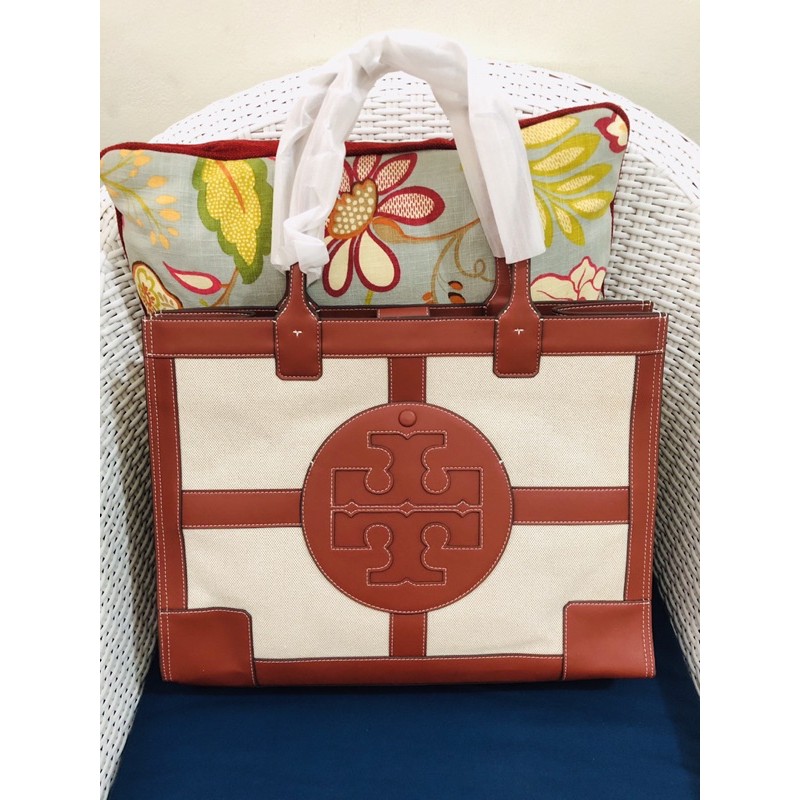 Tory Burch Ella Canvas Quadrant Tote Bag