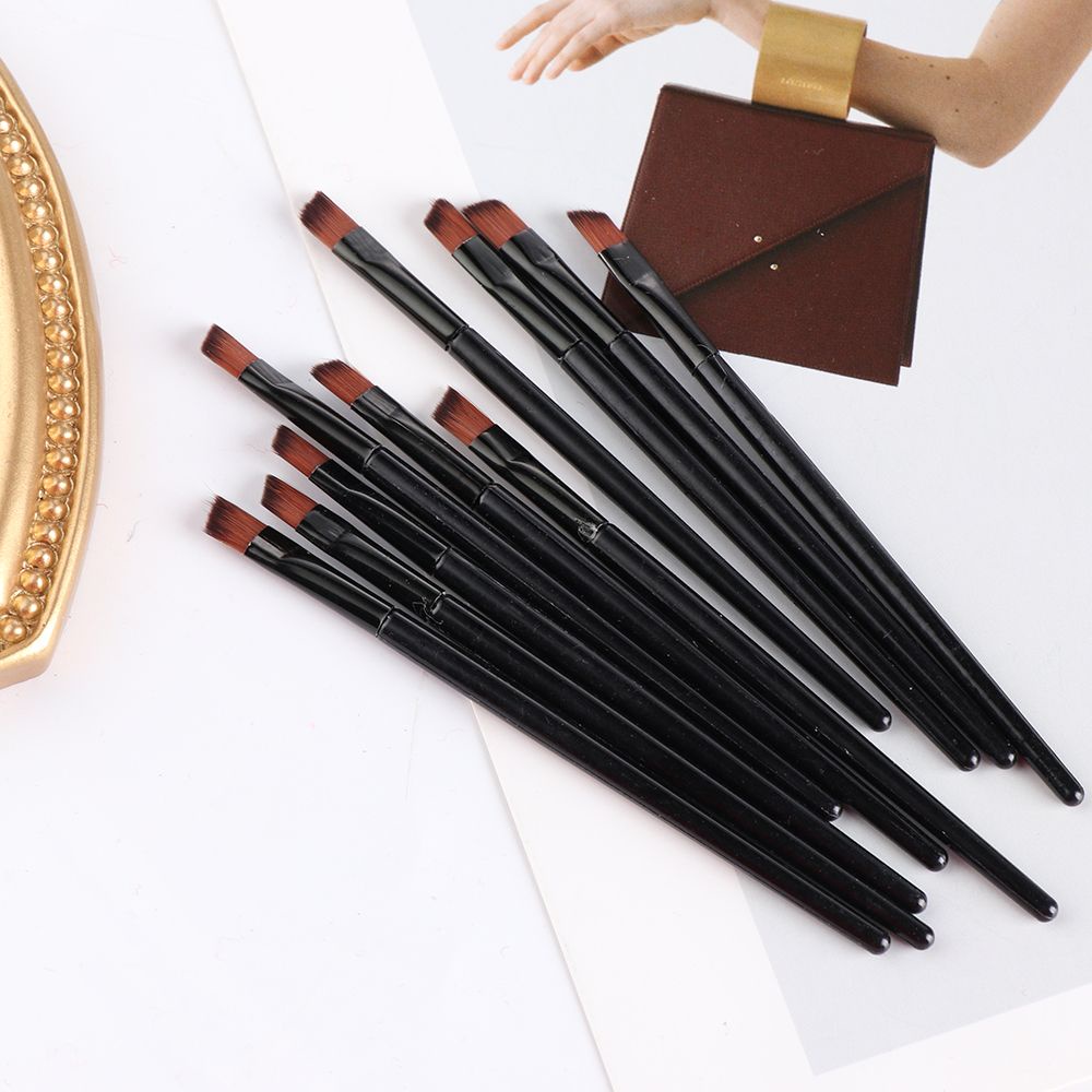 10pcs / Set Brush Alis / Eyeliner / Blending Profesional Untuk Makeup / Kosmetik Wanita