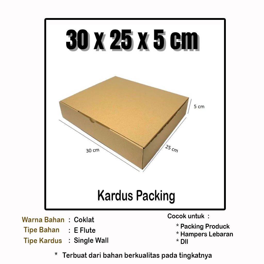 

Kardus Paket 30x25x5 cm | Box Packing | Box Roti | Box Snack | Box Bingkai 10R | Kardus Packing