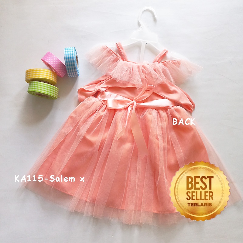 Dress Bayi NewBorn 6 12 Bulan Dress Sabrina Anak Warna Pink Kuning Salem Bahan Kaos Premium NB Baju Bayi Gaun Aqiqah Baptis KA115X