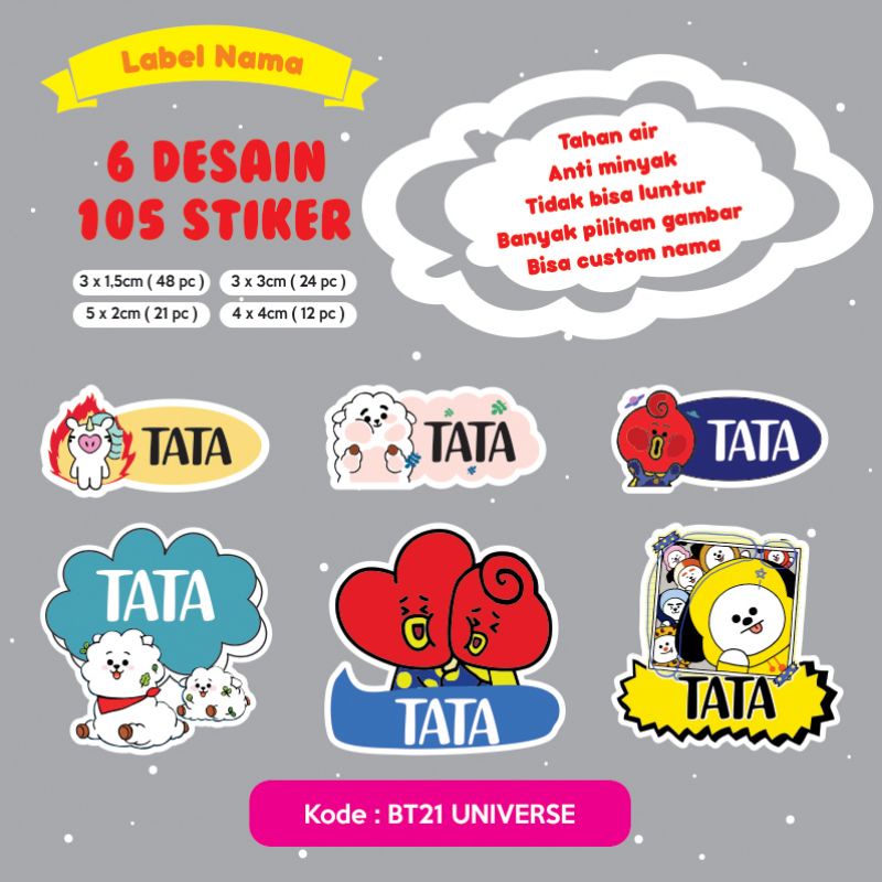 

Stiker Nama 105 PCS (karakter B-C) karakter waterproof/anti air