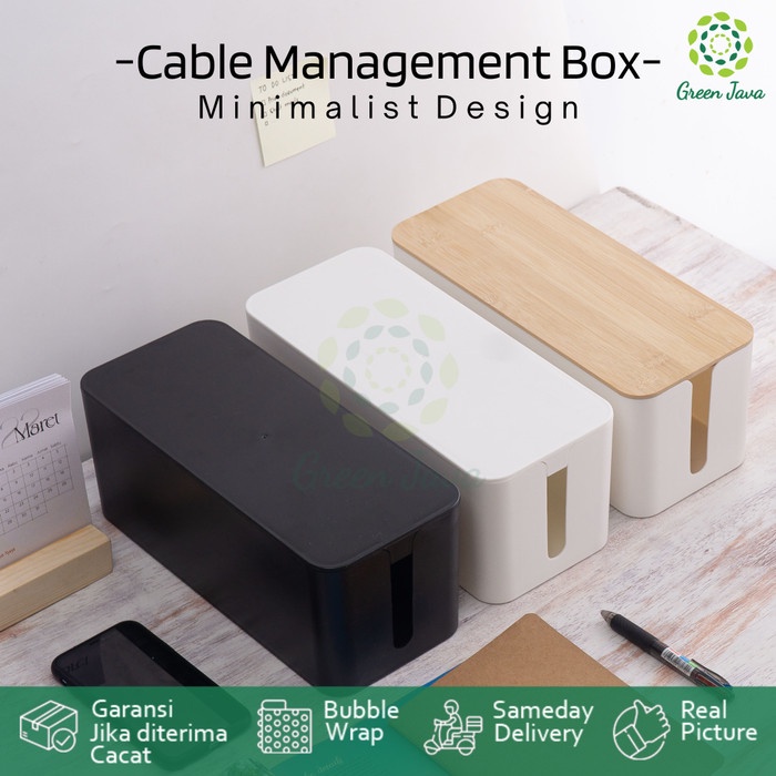 

(BISA COD) Kotak Organizer Pengatur Kabel - Cable Management Box - Medium - Medium White