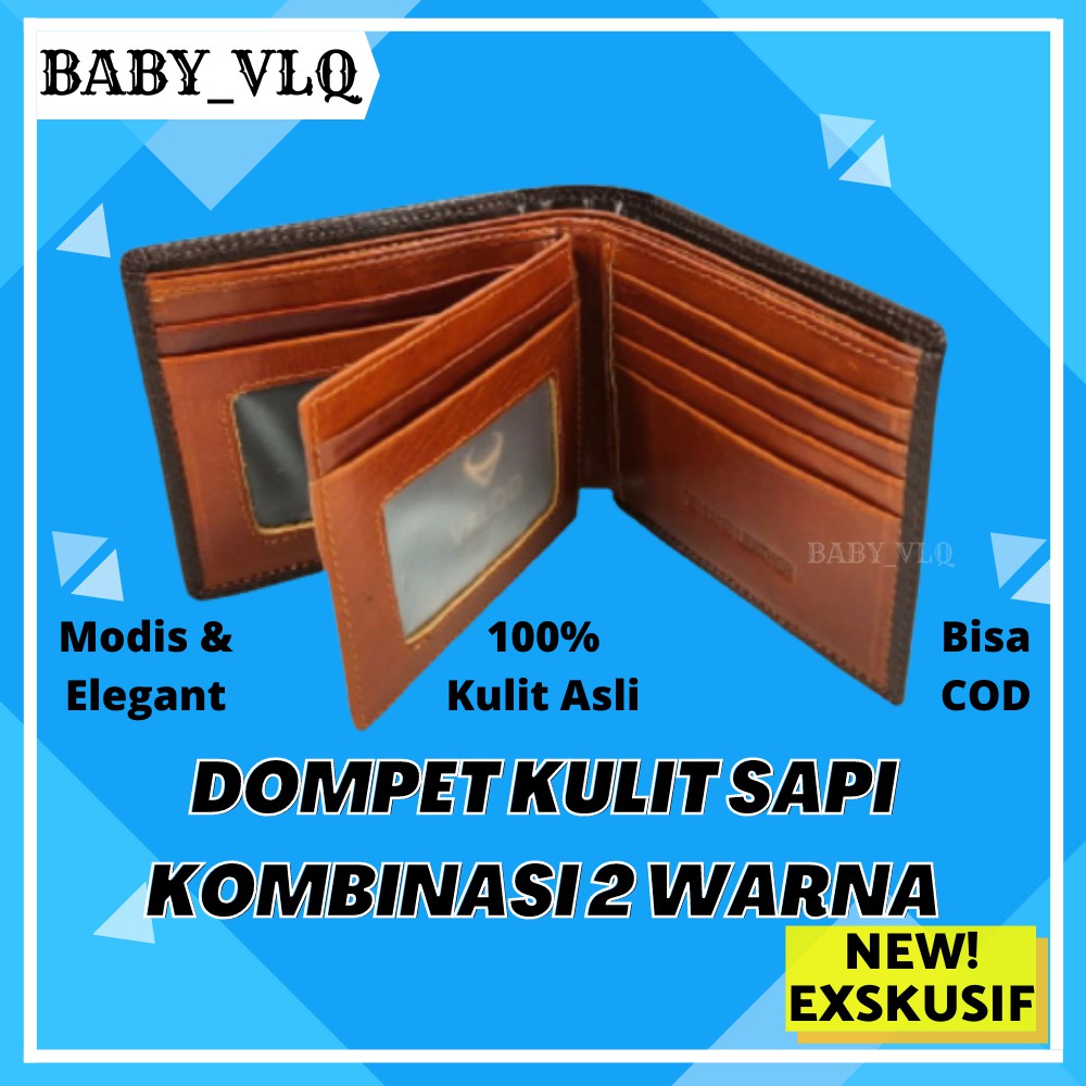 Dompet Pria Kulit Asli Dompet Kartu Lipat Kulit Sapi Asli Pria Cowok RR36