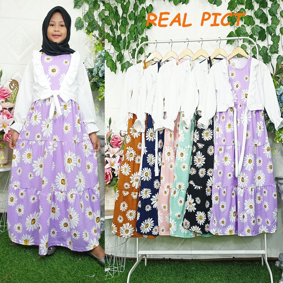 DRESS BUNGA ROMPI PUTIH ANAK 3-12tahun GL FASHION