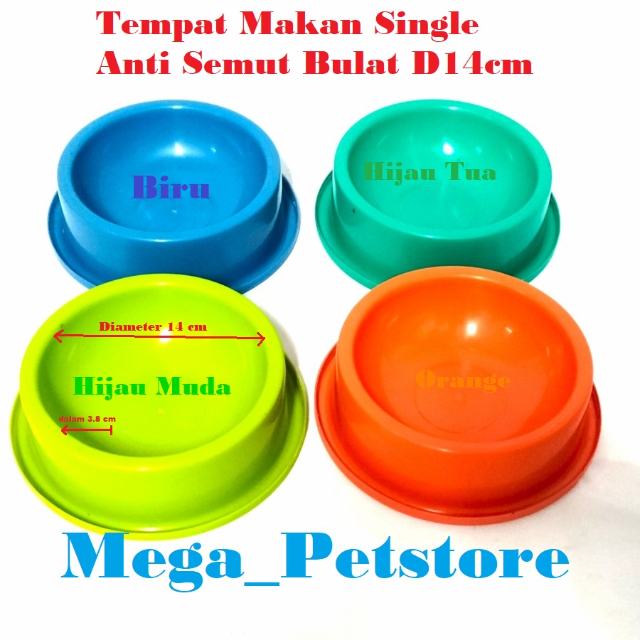 Tempat Makan Minum single Anti Semut Bulat Hewan peliharaan Kucing 14 cm