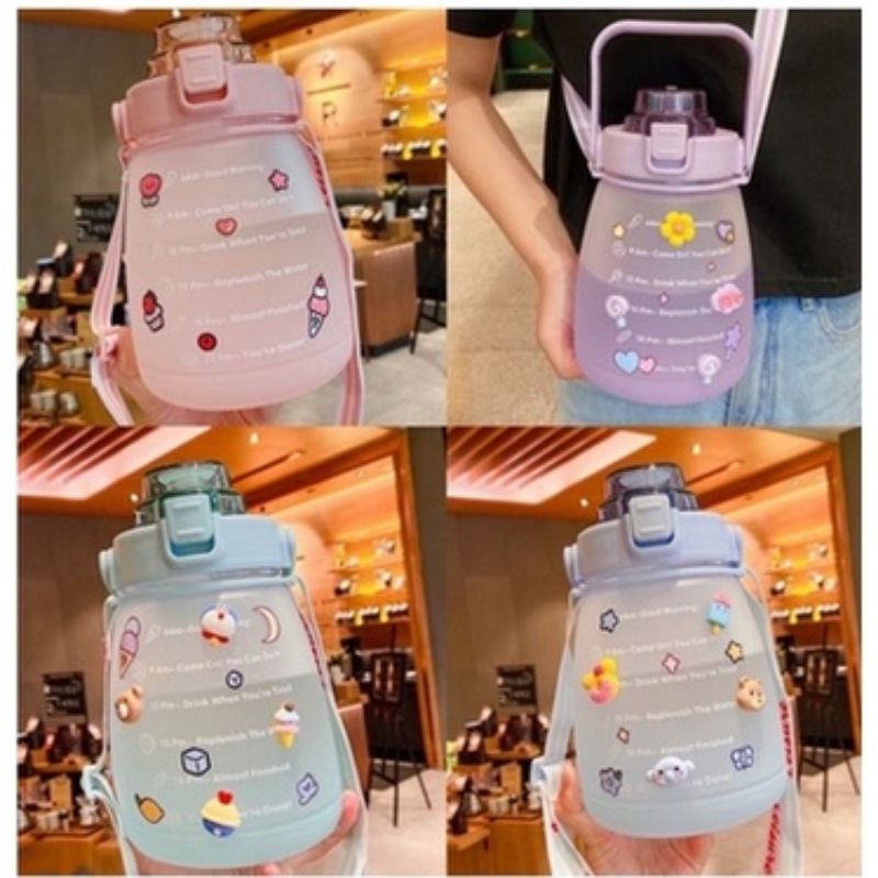 BOTOL MINUM VIRAL GEMOY/GENDUT 1300 ML free stiker gradasi-pastel 2D-3D