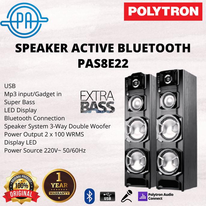 [[[PRODAK BARU]]] ACTIVE SPEAKER AKTIF POLYTRON AUDIO PAS 8E22 BLUETOOTH USB SUPER BASS