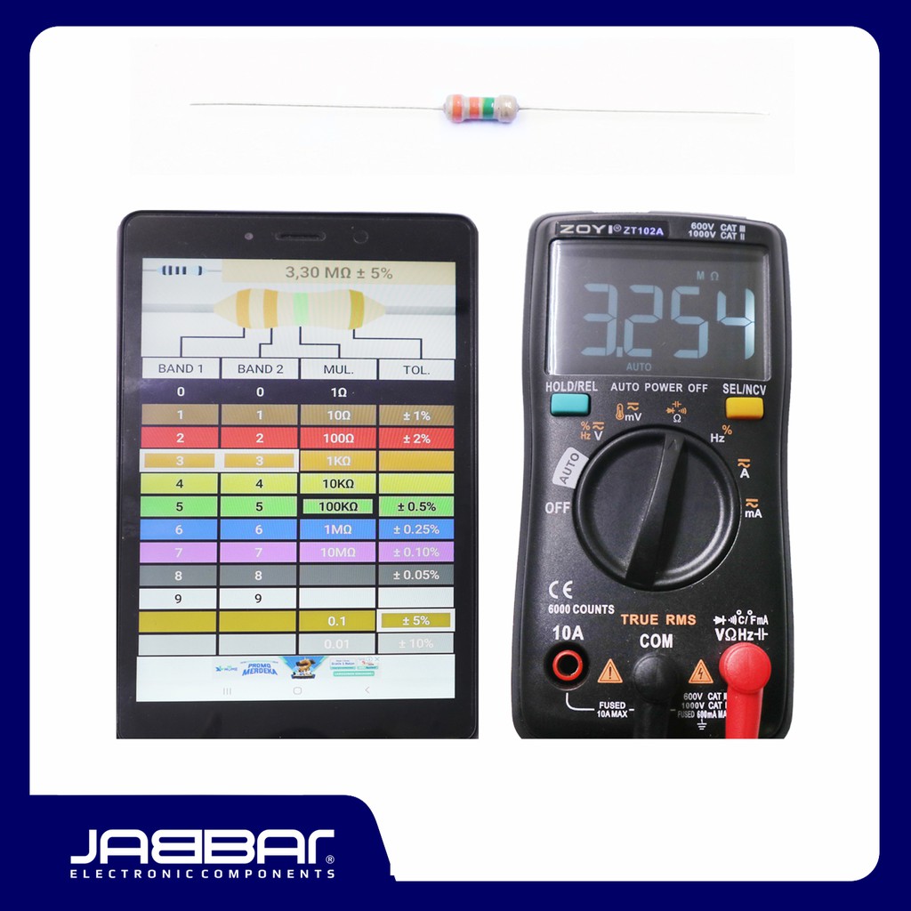 RESISTOR 3M3 OHM 1/4W 5% DIP (3,30M OHM) - COKLAT - 10PCS