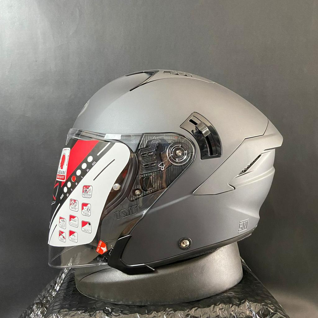 HELM KYT NFJ SOLID ANTRACITE DOFF HALF FACE KYT NFJ DOUBLE VISOR