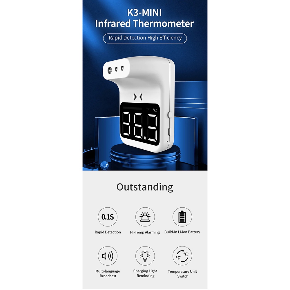 Thermometer Forehead Infrared Non Contact - K3 Mini - White