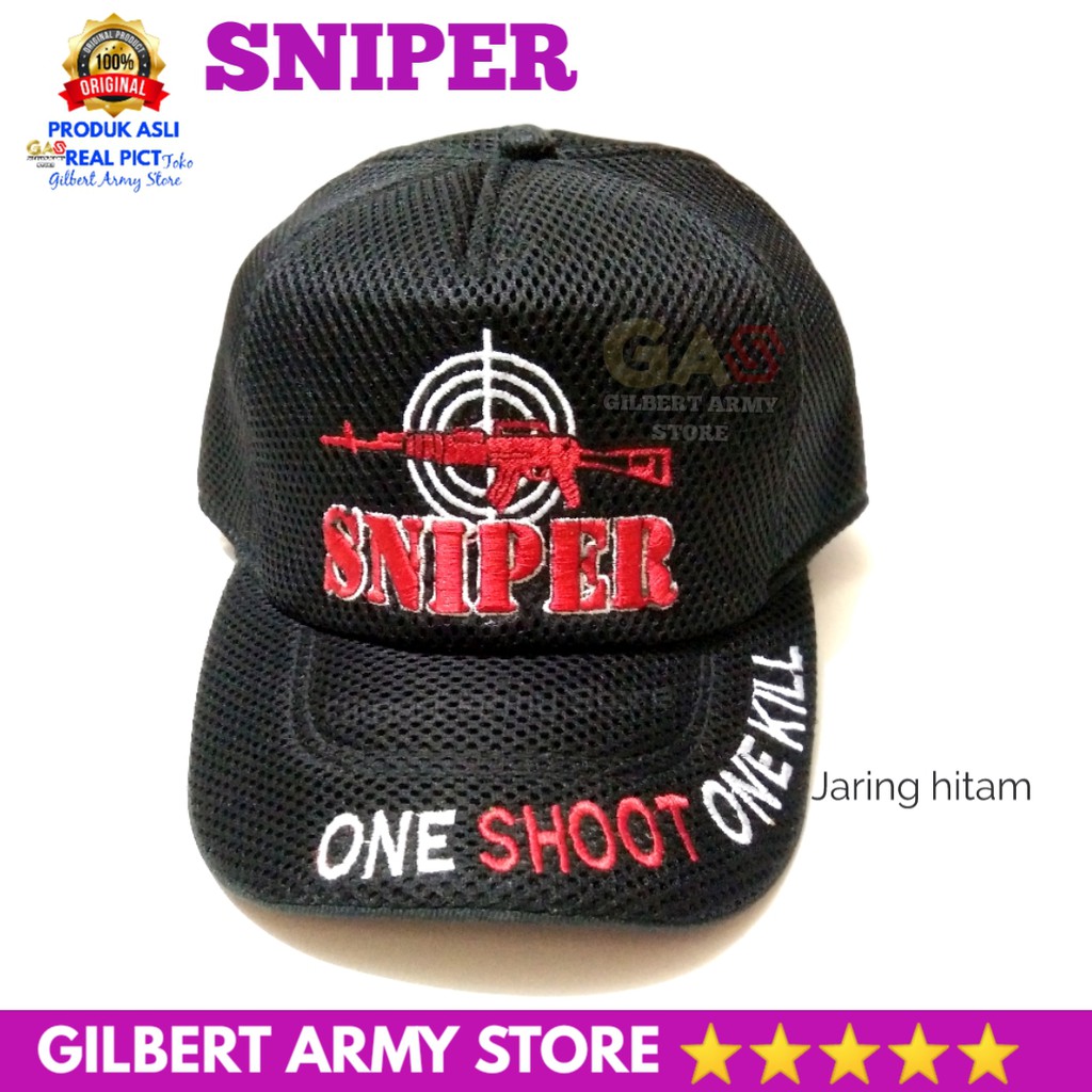 GILBERT ARMY STORE Topi Marinir Original Jaring Hitam Tni Asli Hat Distro Pria Terbaru Kekinian Keren Penutup Kepala Logo Bordir Anti Patah