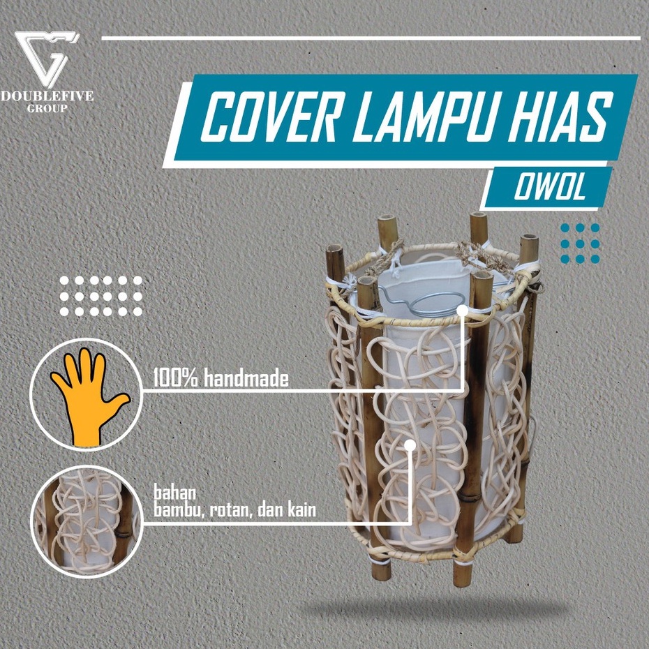 Kap Lampu Hias Bambu | Kap Lampu Hias Gantung Klasik Rotan dan Bambu Tradisional Uk 25 x 15 x 15