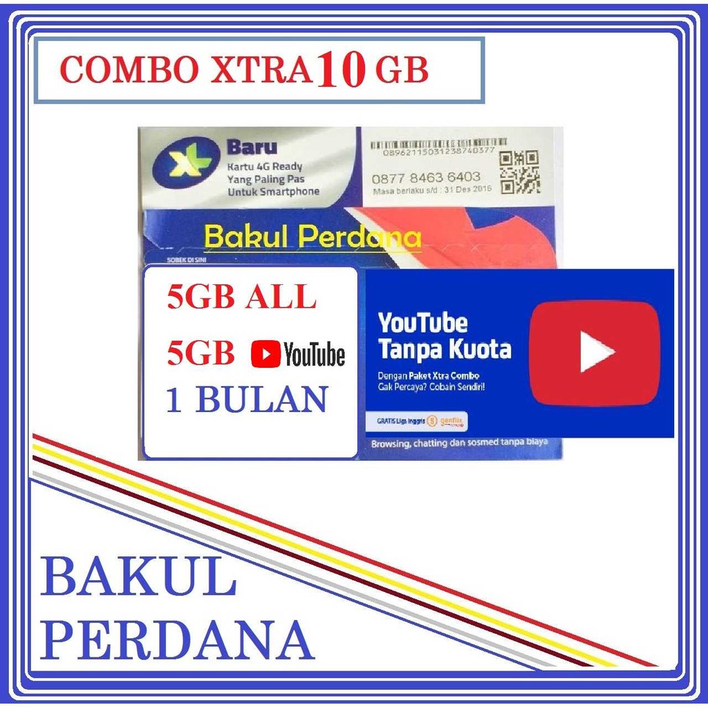 [Fzn] ~ XL COMBO 10GB 4G (5GB 3G/4G + 5GB YOUTUBE) KARTU PERDANA INTERNET