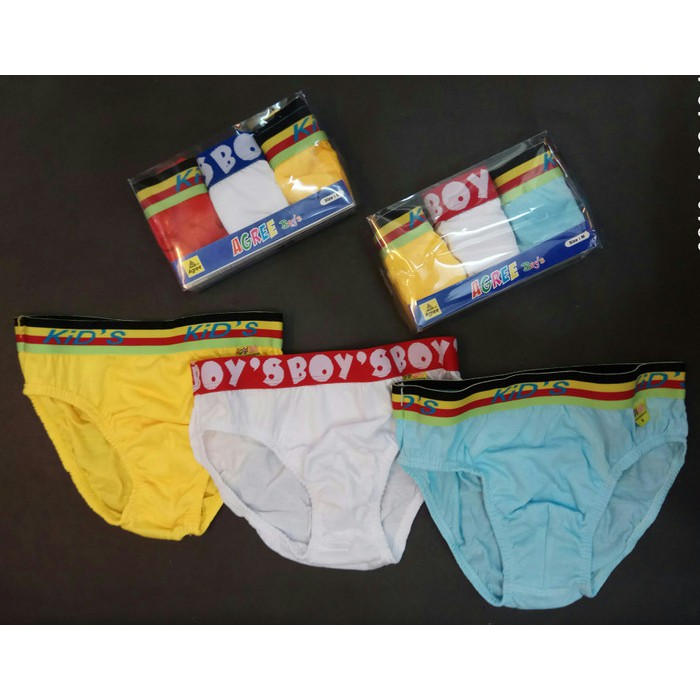 3 Pcs CD Agree 200 Anak Mika Karet Boxer | Celana Dalam Anak Laki Laki Agree | Sguna