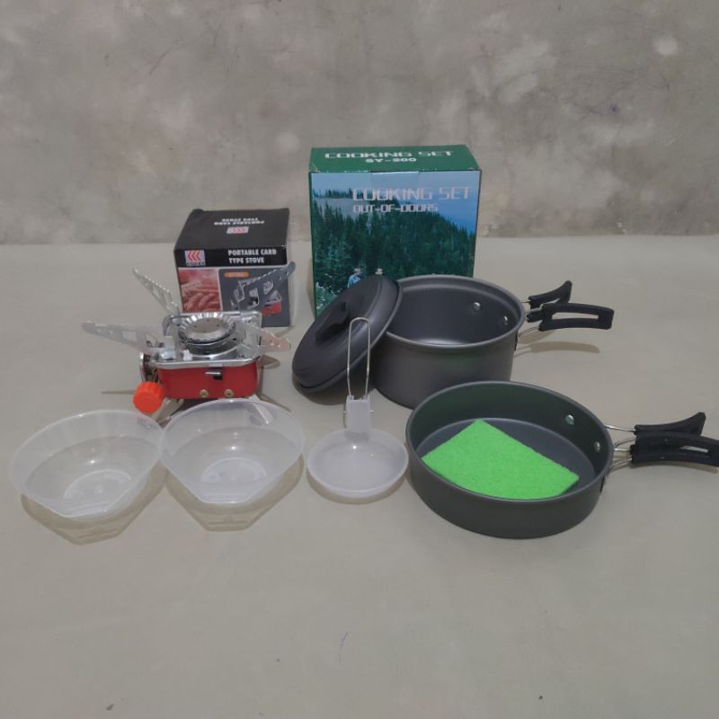 Paket Alat Masak Camping SY/DS200 + Kompor Portable Kovar