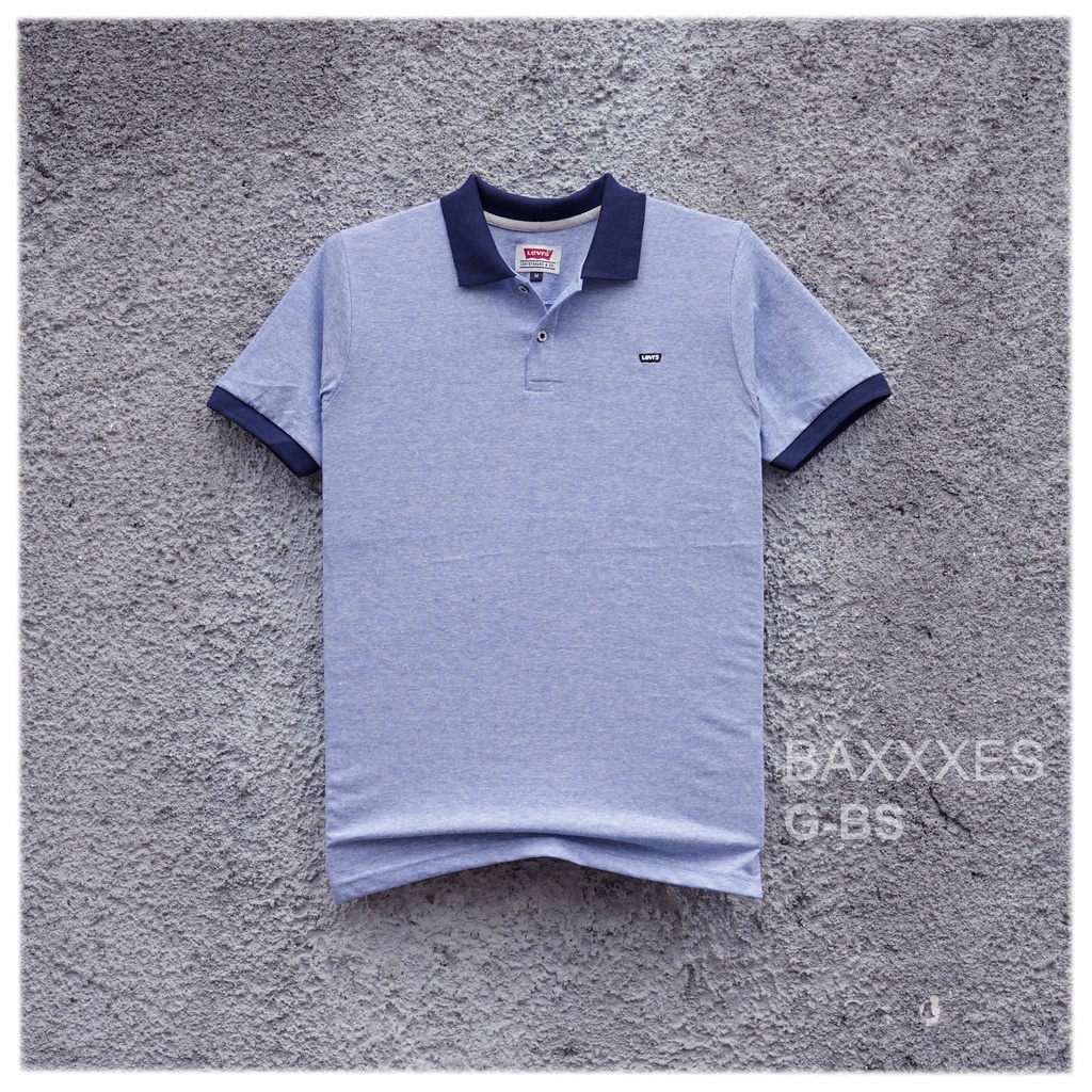 Kaos Pria Polo Levis - Bahan Katun Gerimis - Blue Sky