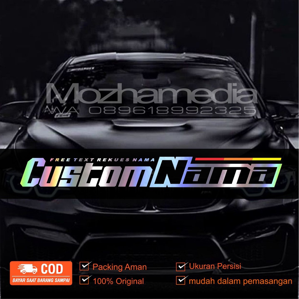 custom nama stiker kaca depan mobil m2 sticker avansa agya jazz granmax l300 new carry canter