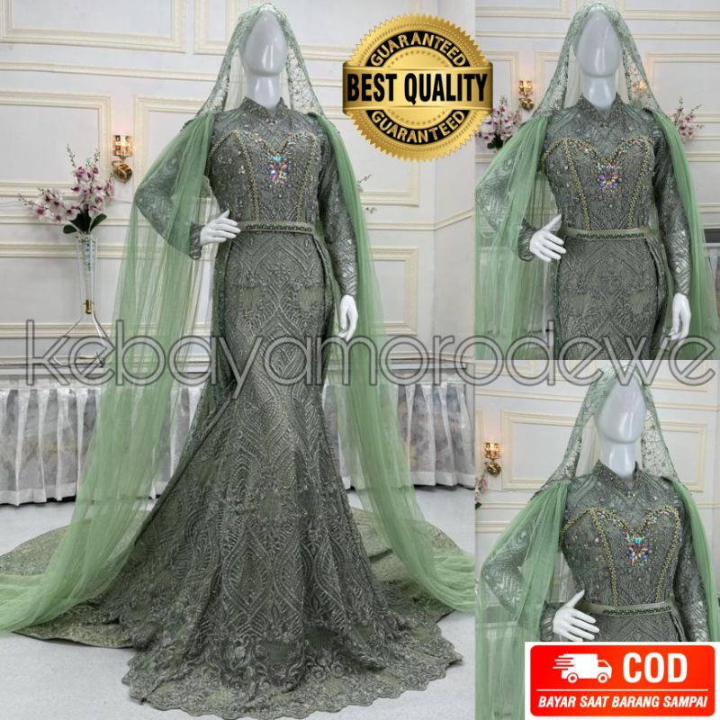 GAUN PENGANTIN MEWAH DUYUNG EKOR FULL PAYET SLAYER MUTIARA