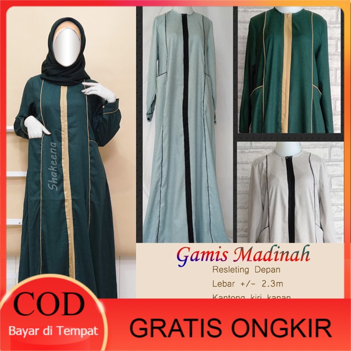 Gamis syari terbaru katun madinah kombinasi renda Gamis Modis Gamis Syari Adem lembut
