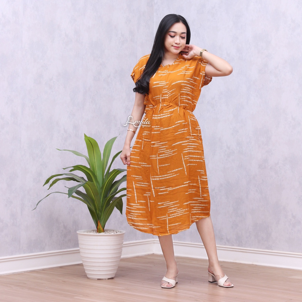 AMALAGROSIR - (COD) Daster Manohara Busui Motif / Daster Manohara Rayon Tie Dye / Daster Batik-Mhr Grisa Kunyit