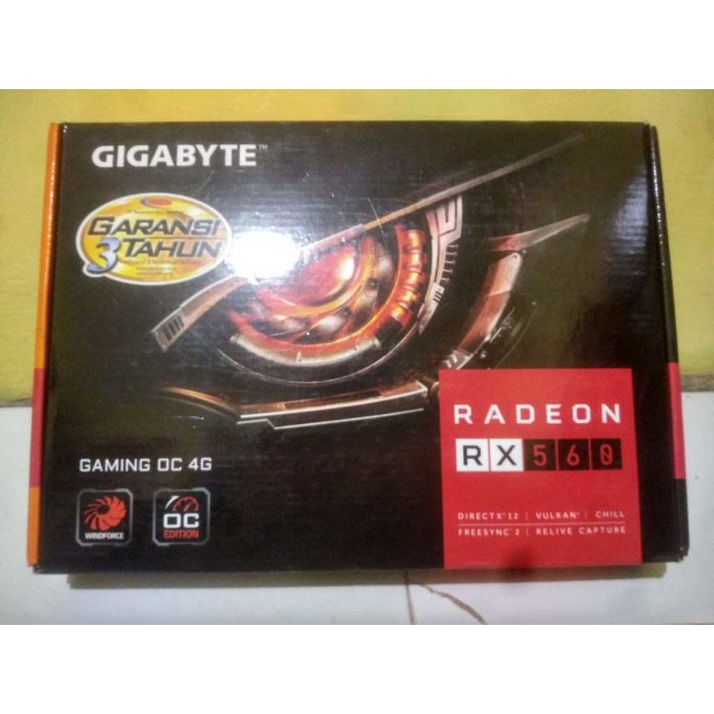 VGA Gigabyte RX 560 OC version 4GB DDR5 128 Bit garansi NJT ON