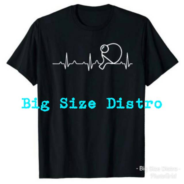 Kaos pria pingpong heart beat ukuran S M L XL XXL XXXL XXXXL