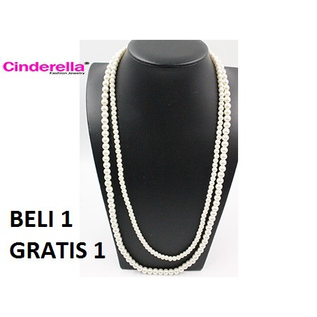 KALUNG MUTIARA 2 LILIT PANJANG KOREA AKSESORIS FASHION WANITA MURAH WANITA BESAR