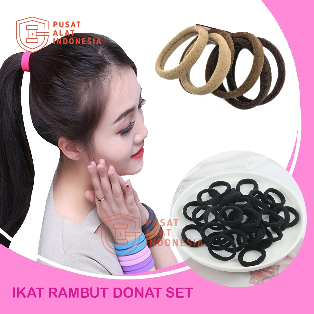 IKAT RAMBUT DONAT JUMBO ELASTIS KUNCIRAN SIZE BESAR WARNA WARNI IKET RAMBUT WANTA HAIR TIE KOREAN STYLE PEREMPUAN 1 SET ISI 6 PCS SR42