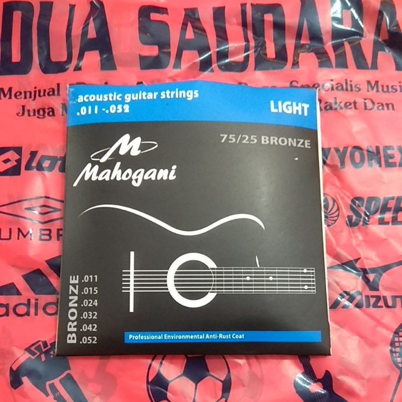 tali gitar string Mahogany biru/senar gitar akustik Mahogany 011~052 1 set/tali sarung merah 012~053