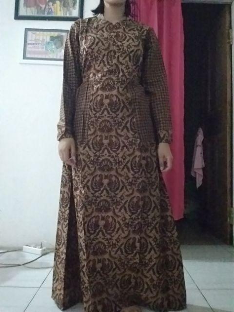 Batik Gamis Sogan Kombinasi Truntum Etnic Ramadhan Exclusive