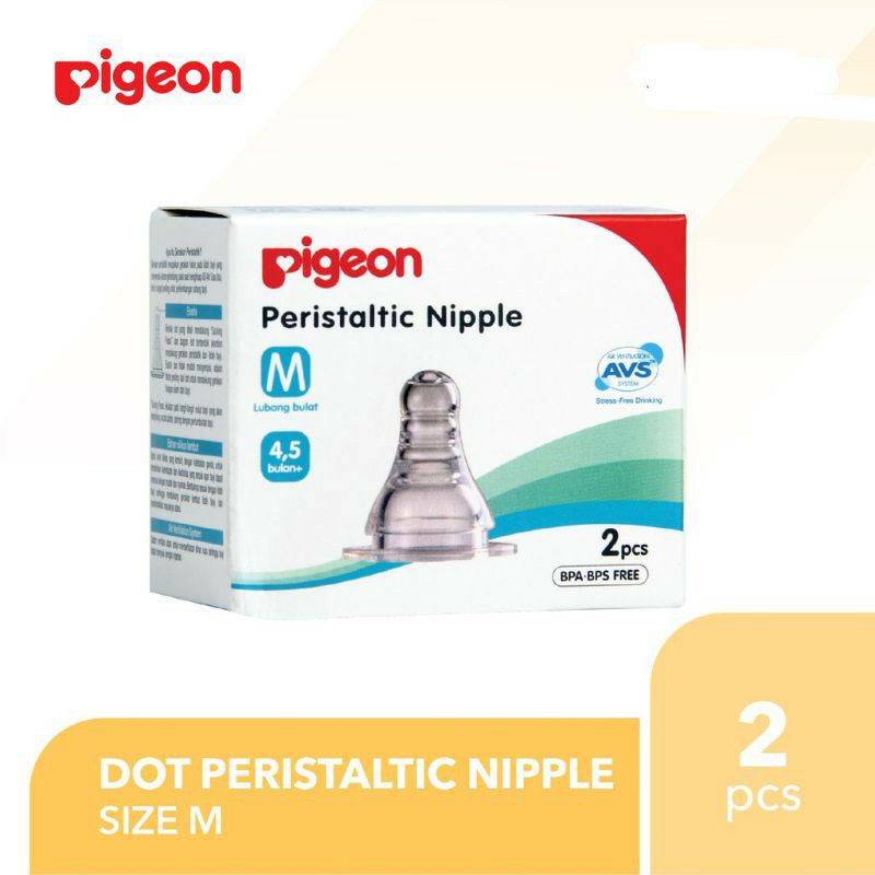Pigeon Peristaltic Slim Neck Nipple isi 2 M / dot bayi isi 2