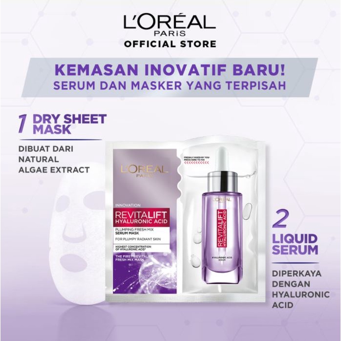 Loreal Paris Revitalift Freshmix SheetMask / Masker Wajah (Untuk Kulit Cerah dan Kenyal)