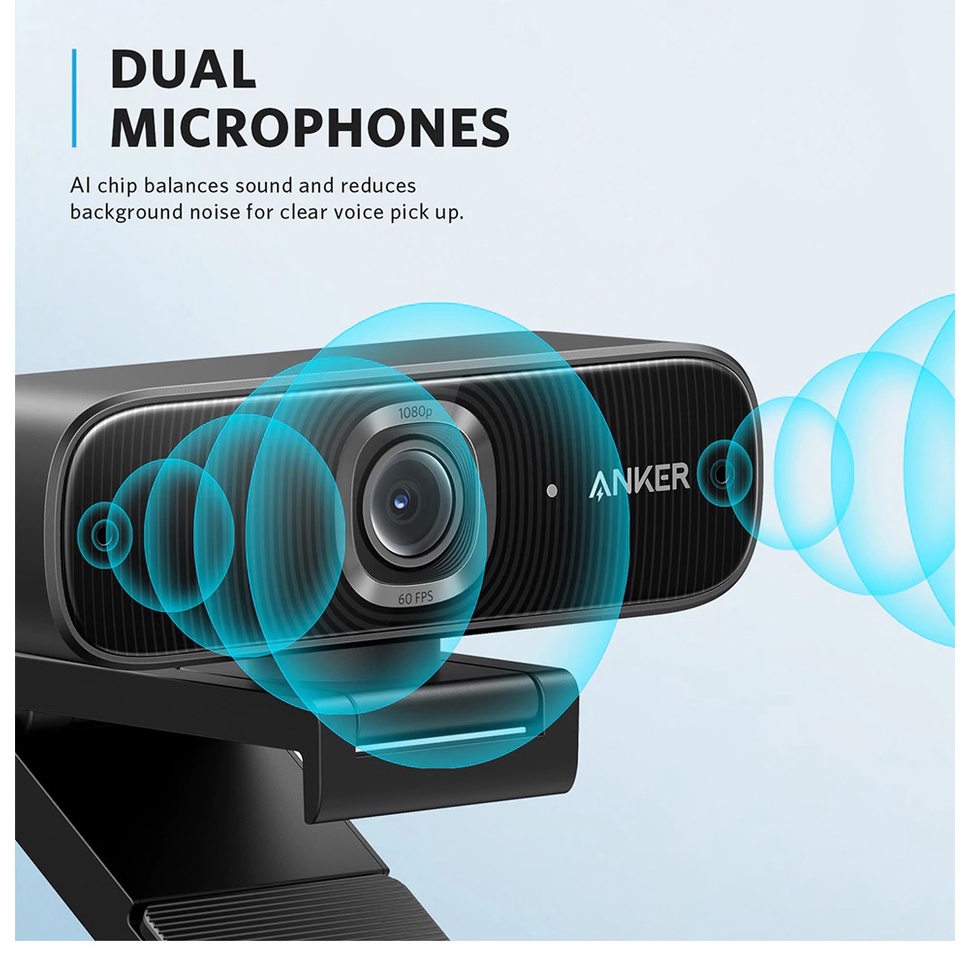 ANKER A3361 PowerConf C300 - AI Powered Smart Full HD 1080P Webcam - Webcam untuk Zoom, Google Meet &amp; Aplikasi Daring Lainnya