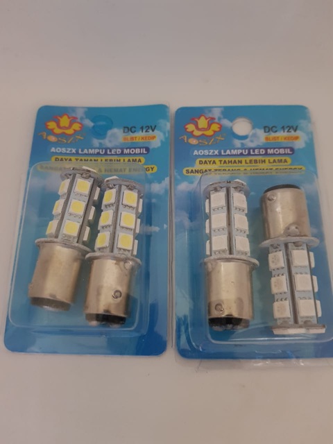 Bayonet Kaki 2 LAMPU REM Bis Truk 24 Volt 18 Led nyala kedip