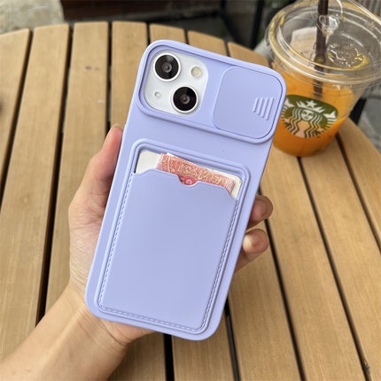 Soft Case Pelindung Kamera Model Dompet Kartu Geser Untuk iPhone 14 Pro Max 13 12 11 Pro Max X XR XS Max 6 6S 7 8 Plus SE2