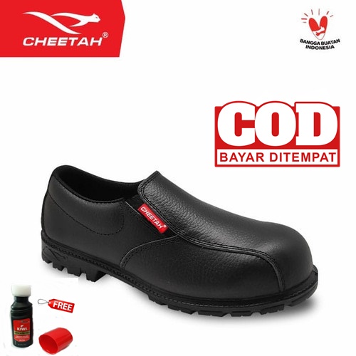 Sepatu Safety Cheetah 2001H FREE Semir Sepatu Kiwi Poles Warna Hitam