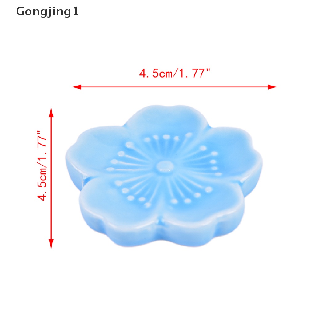 Gongjing1 Stand Holder Sumpit Bentuk Bunga Sakura Bahan Keramik Warna-Warni