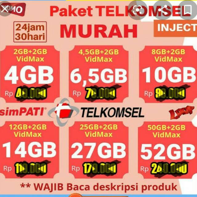 Voucher Kuota Paket Data Telkomsel Isi Ulang 24 Jam Inject Injek Shopee Indonesia