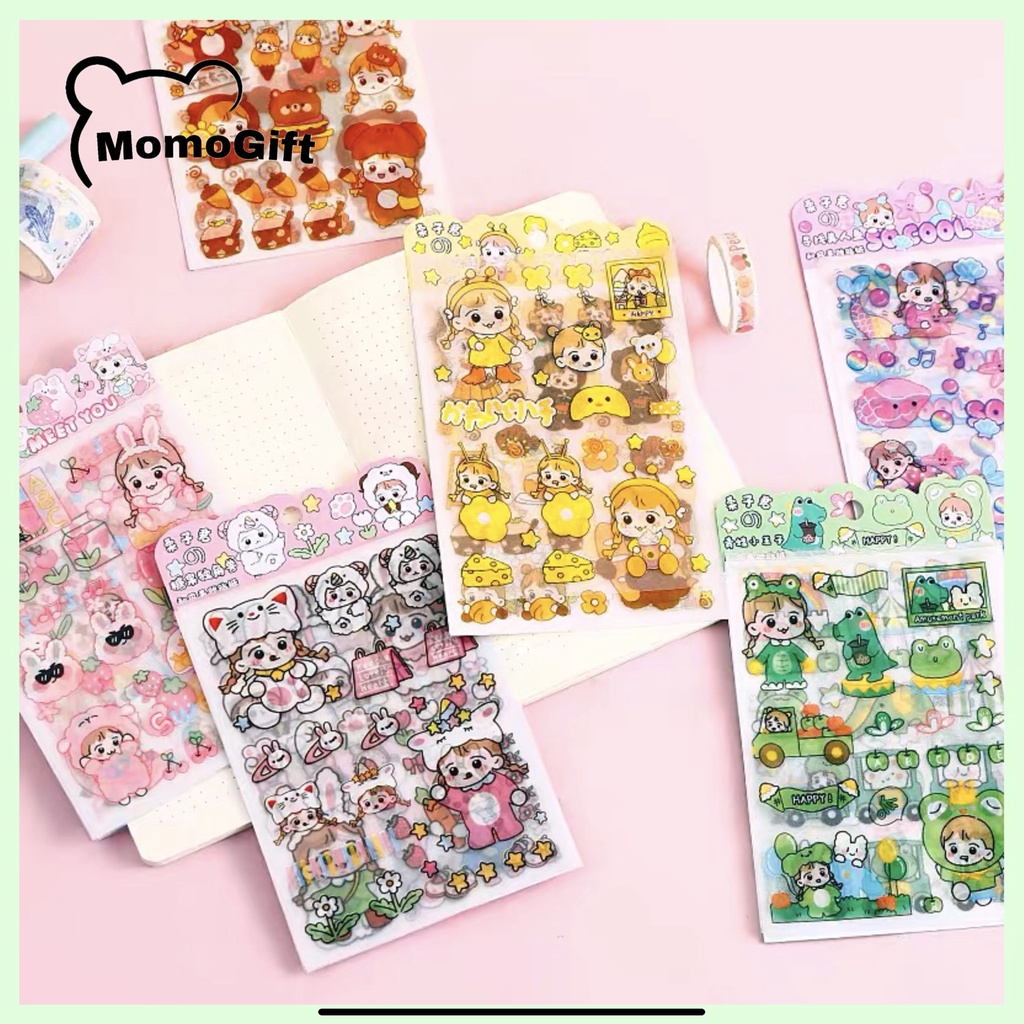 

4Pcs Stiker Set Dekor Buku Diary Japanese Style Coco Girl - SP02