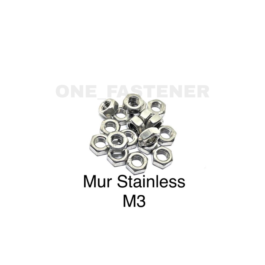 100 pcs Mur M3 Stainless Steel 304 3mm 3mili hex nut Anti Karat food Grade