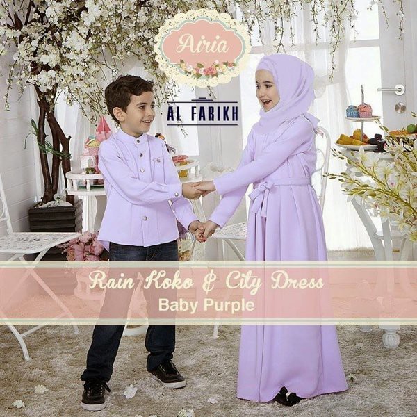 Pakaian Wanita io couple airia kids soft purple pashmina kemeja lengan panjang katun laki cowok