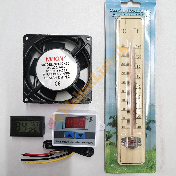 Paket Penetas Telur Thermostat Kelembapan Thermometer Kipas Hembus