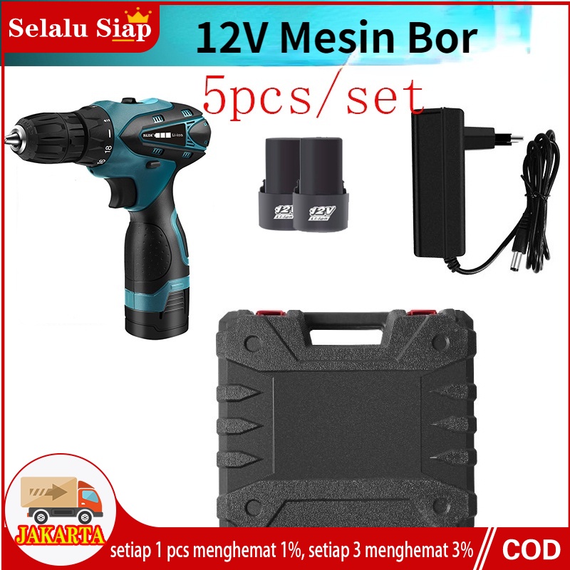 12V Mesin Bor Baterai Tangan Cordless Drill Battery  Screwdriver Torque Cordless Drill Electric Drill