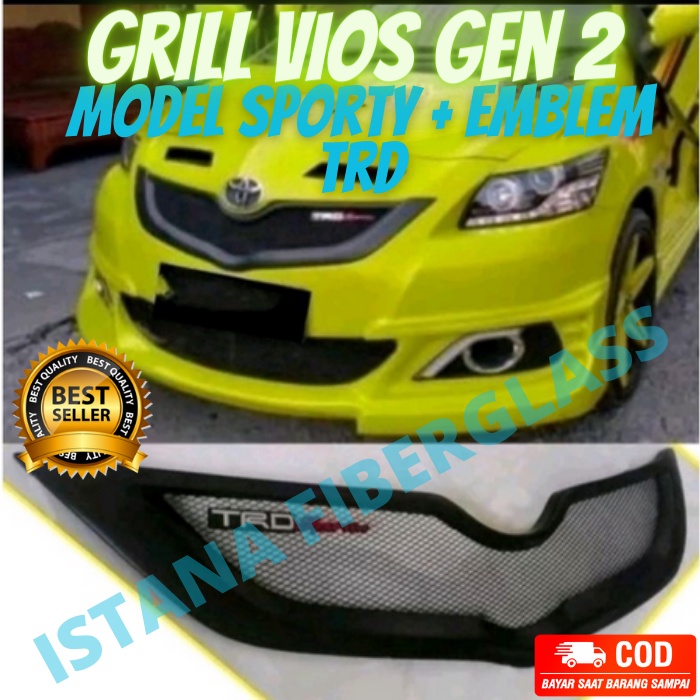Grill Vios gen 2 2007-2009 model jaring plus Emblem TRD