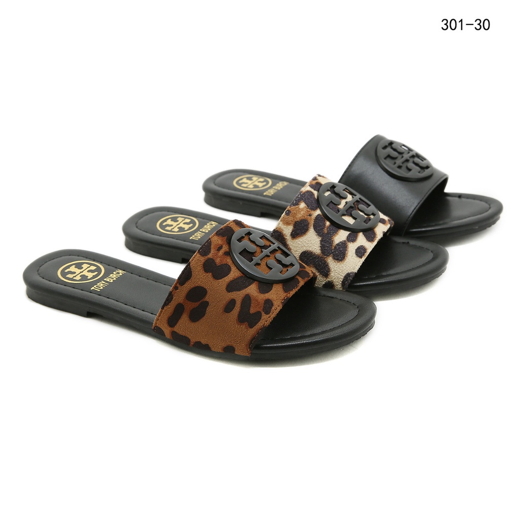 TB Leather and Suede Slide Sandals  #301-30