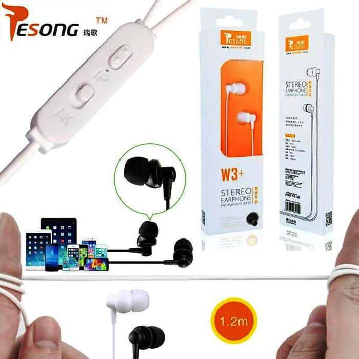 Earphone Stereo Overweight Bass W3+ / Handsfree Resong